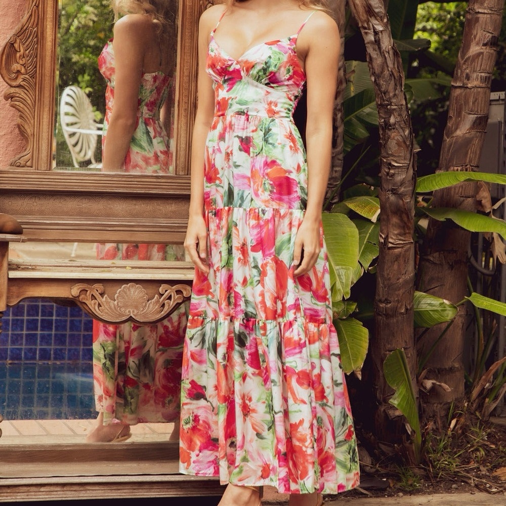 Lavender Brown Kamila Dress in Pink/Red Multi